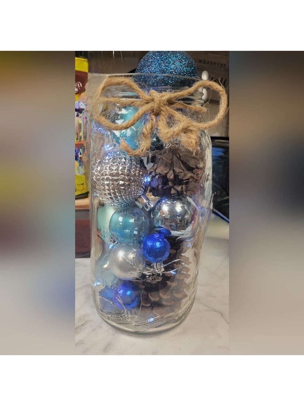 Christmas Ball Ornament Jar Fairy Light Decor